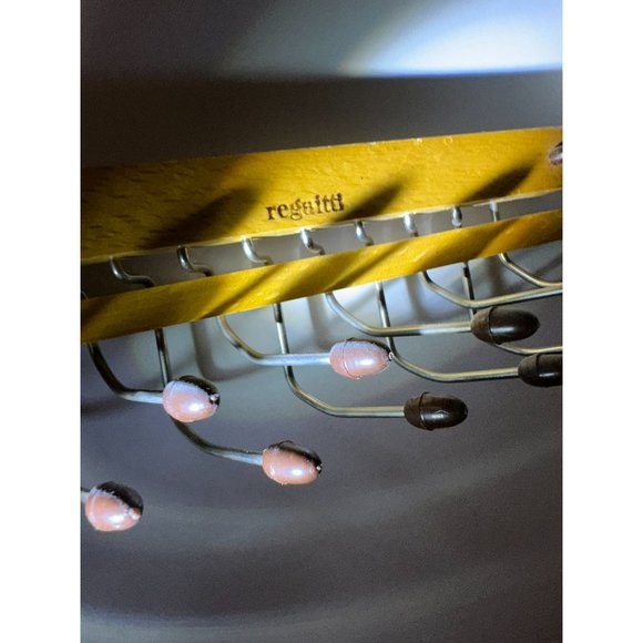 Wood & Brass Tie Rack Fratelli Reguitti, 1960s Vintage - Picture 3 of 10